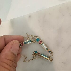 Coach Gold and Blue necklace and earring set